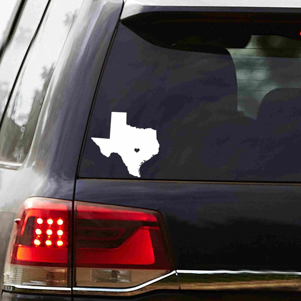 Texas Decal with heart cutout